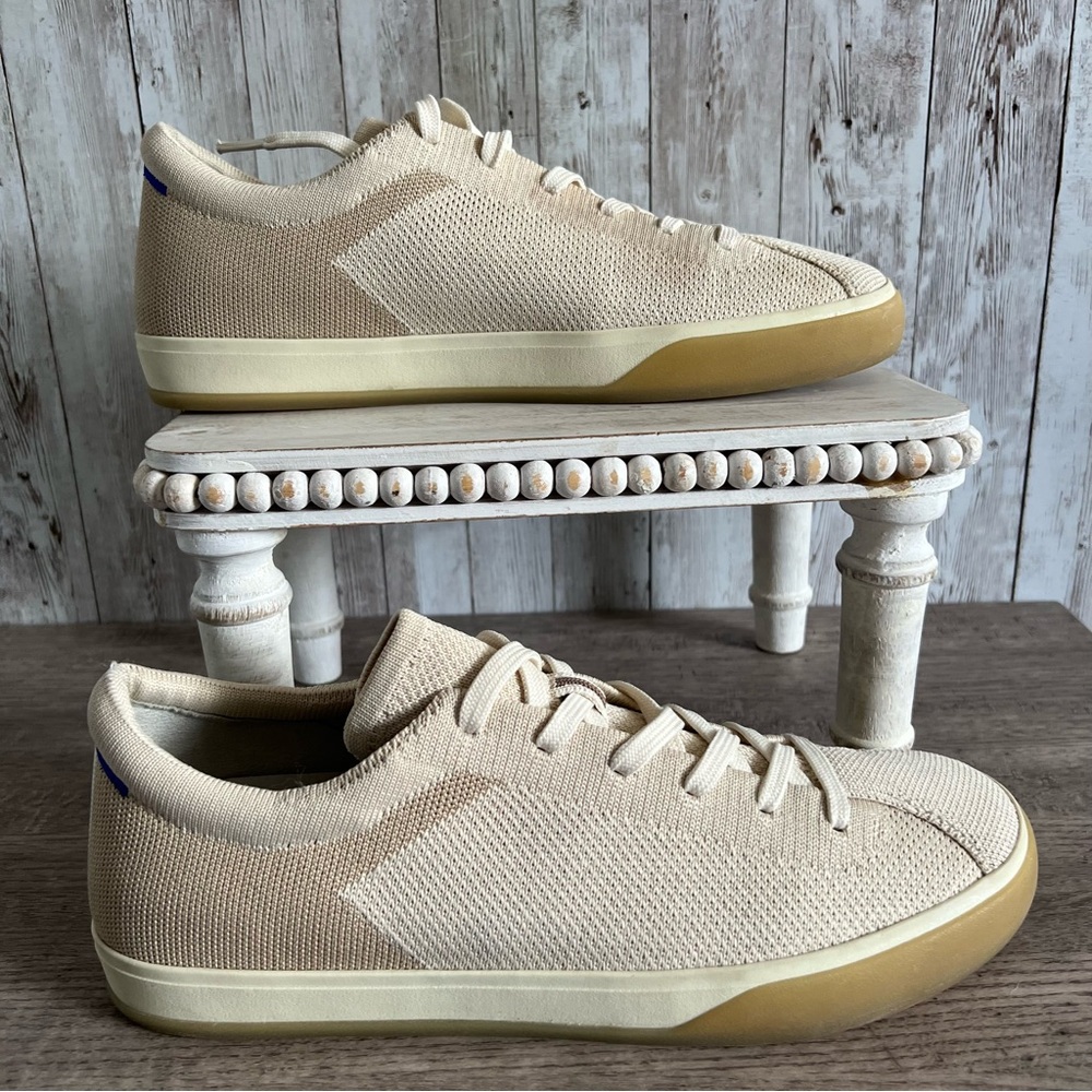 Rothy's Low-Top Lace Up Sneakers Biscuit Cream Colorway Womens Size 9.5